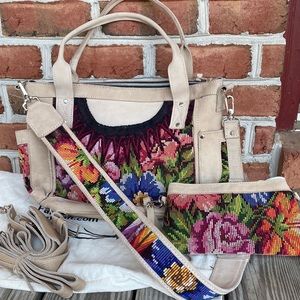 Handmade Guatemala leather huipil CDB bag by Mayan Fair Trade